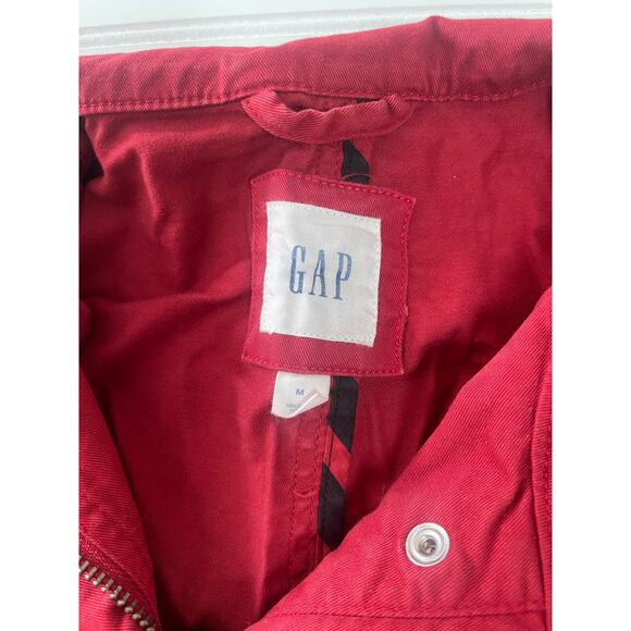 GAP Red Utility Jacket Pockets Zipper Snap Buttons - Size Women's Medium - Picture 3 of 9